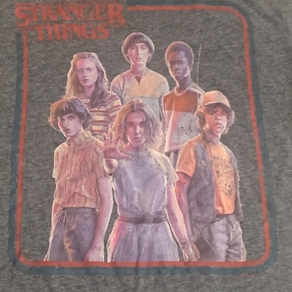 Old Navy Stranger Things T Shirt Youth Sz. L (10-12) Gray Grey Short Sleeve - Picture 2 of 5